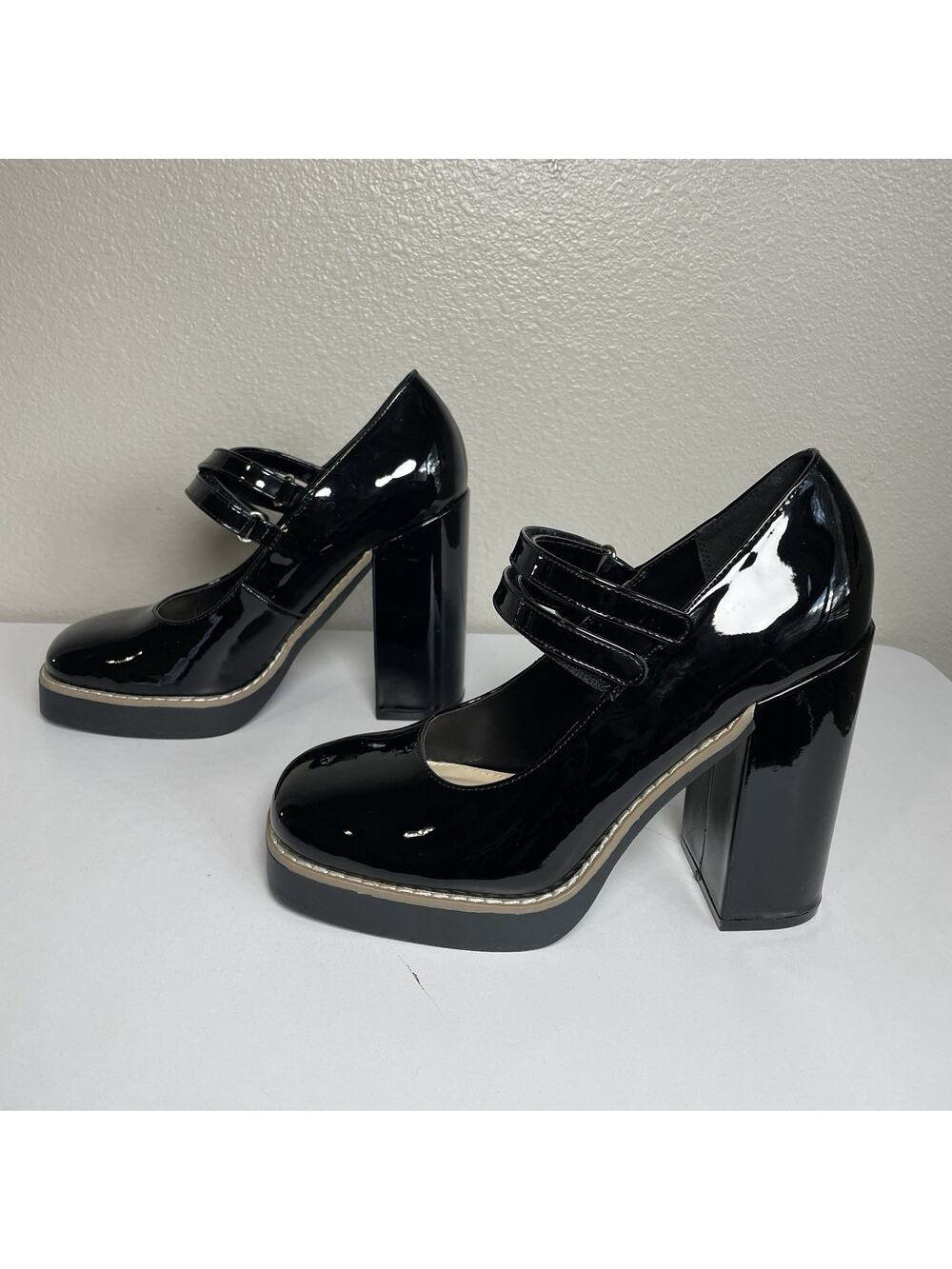 STEVE MADDEN Teoni Retro Chunky High Heel Platform Mary Jane Pumps Sz 7.5